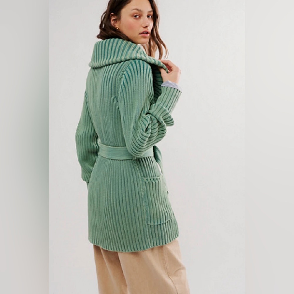 Free People Green Ribbed Sweater - Picture 7 of 9